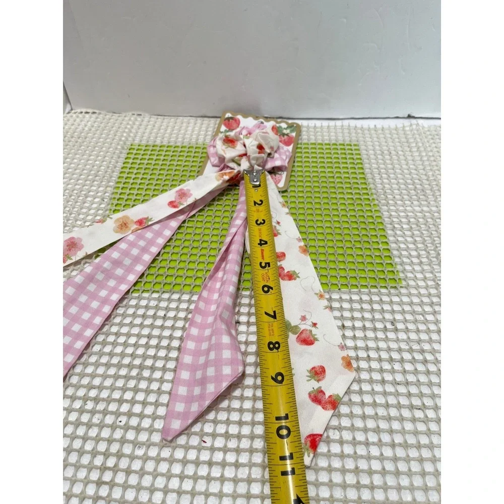 Nanette‎ Lepore 2pc Scarf Scrunchie Set Pink Gingham Hair Accessories NEW